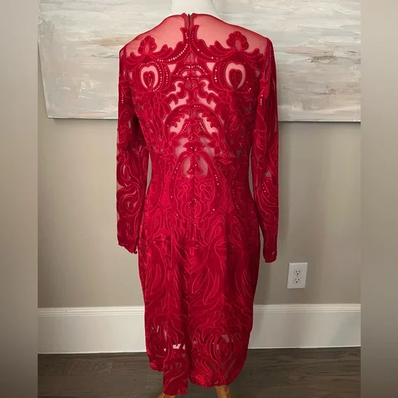 Marchesa Notte stunning red velvet and sequin dress